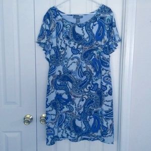Blue Paisley Flutter Sleeved Dress